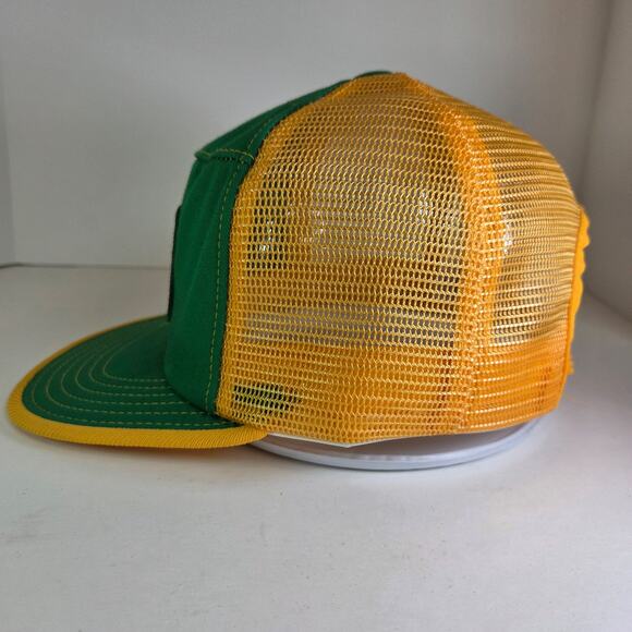 Vintage Johnson Reels Trucker Hat Green Yellow Kap King USA Snapback Foam Rot - Picture 2 of 10